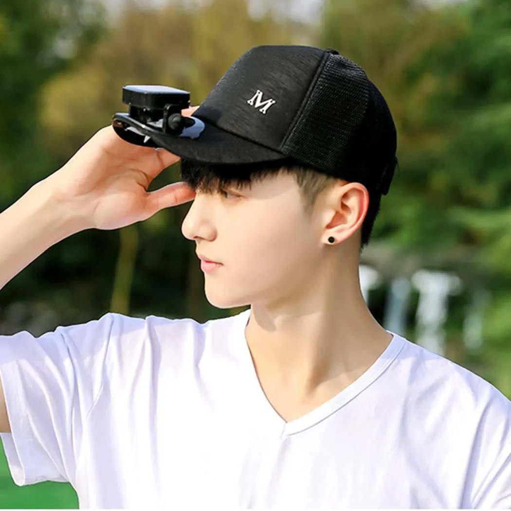 Unisex Baseball Cap with Solar Fan, Summer UV Protection Wide Brim Sun Hat for Womens/Mens, Running Fishing Hats