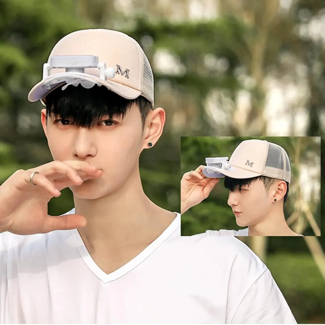 Unisex Baseball Cap with Solar Fan, Summer UV Protection Wide Brim Sun Hat for Womens/Mens, Running Fishing Hats