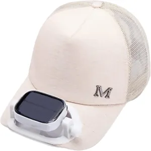 Unisex Baseball Cap with Solar Fan, Summer UV Protection Wide Brim Sun Hat for Womens/Mens, Running Fishing Hats