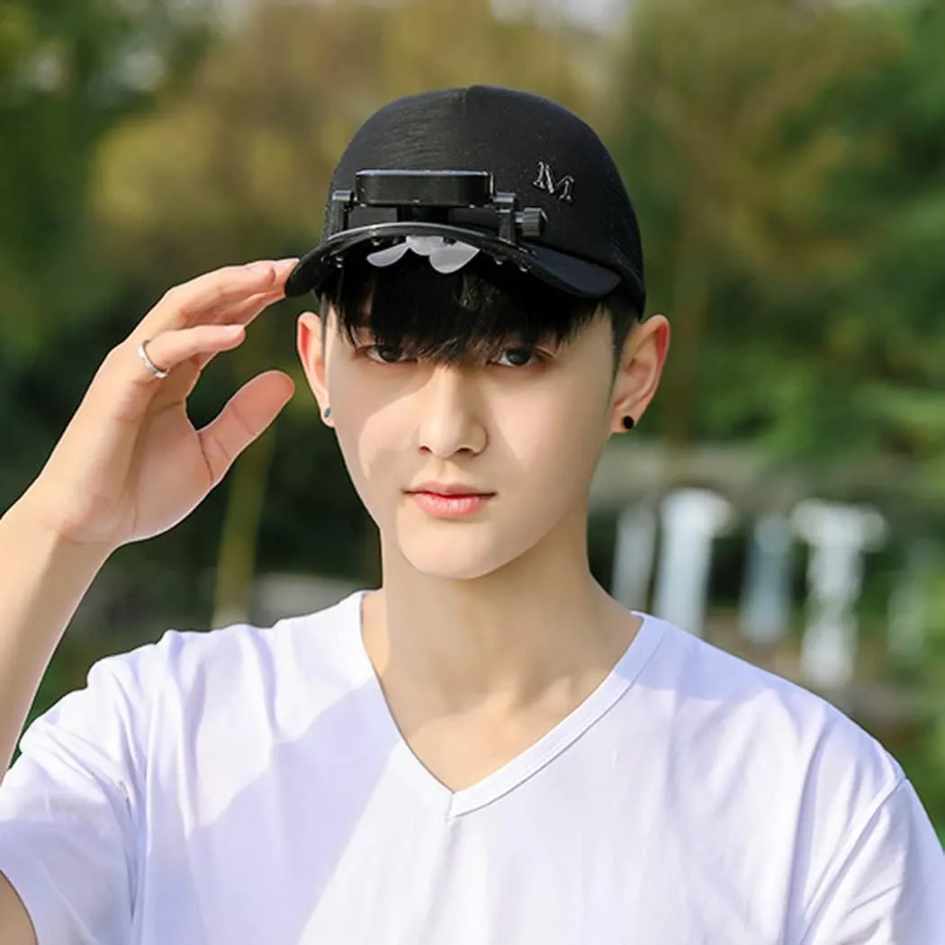 Unisex Baseball Cap with Solar Fan, Summer UV Protection Wide Brim Sun Hat for Womens/Mens, Running Fishing Hats