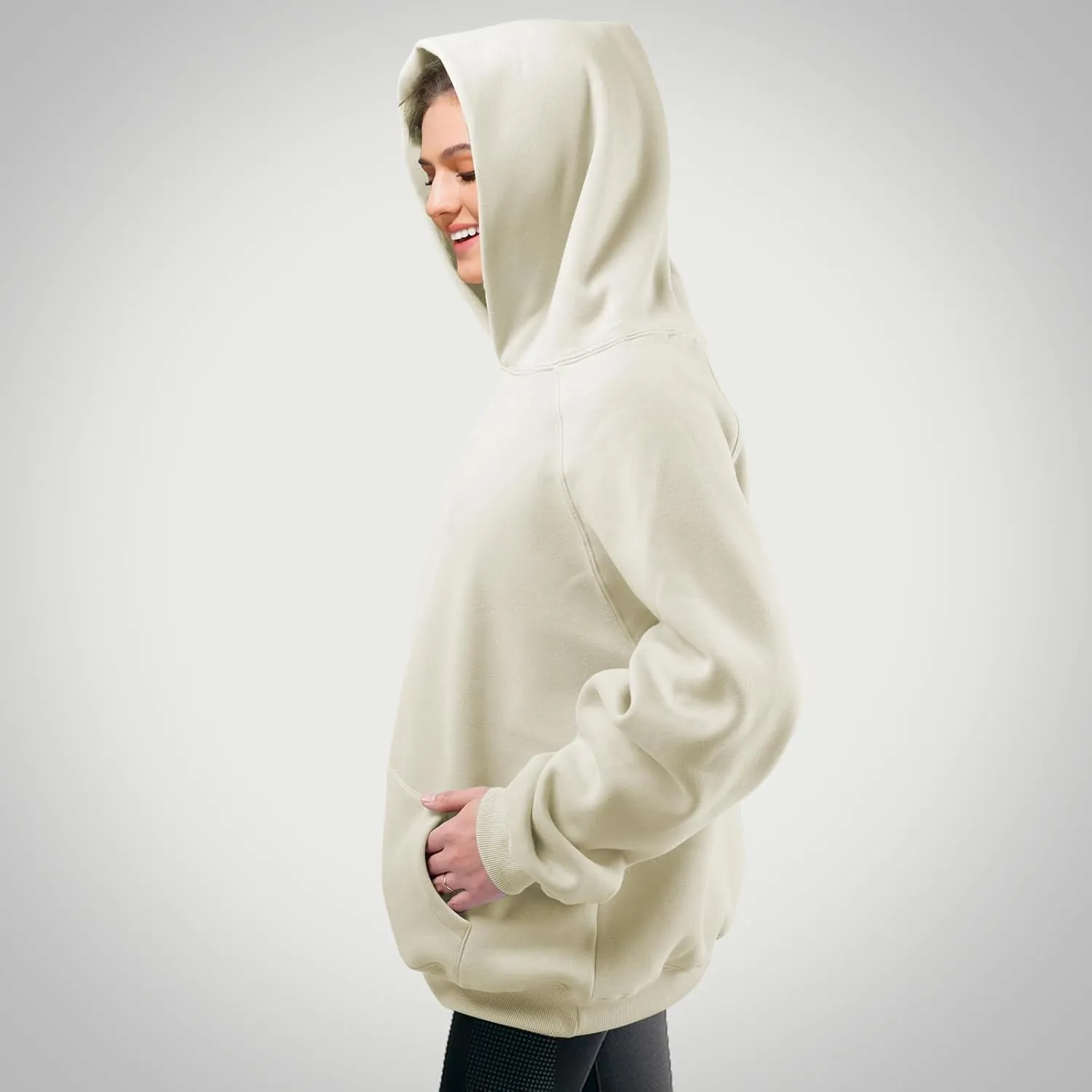 Unisex Basic Loose Hoodie Sweatshirt Long Sleeve Pocket Drop Shoulder Pullovers