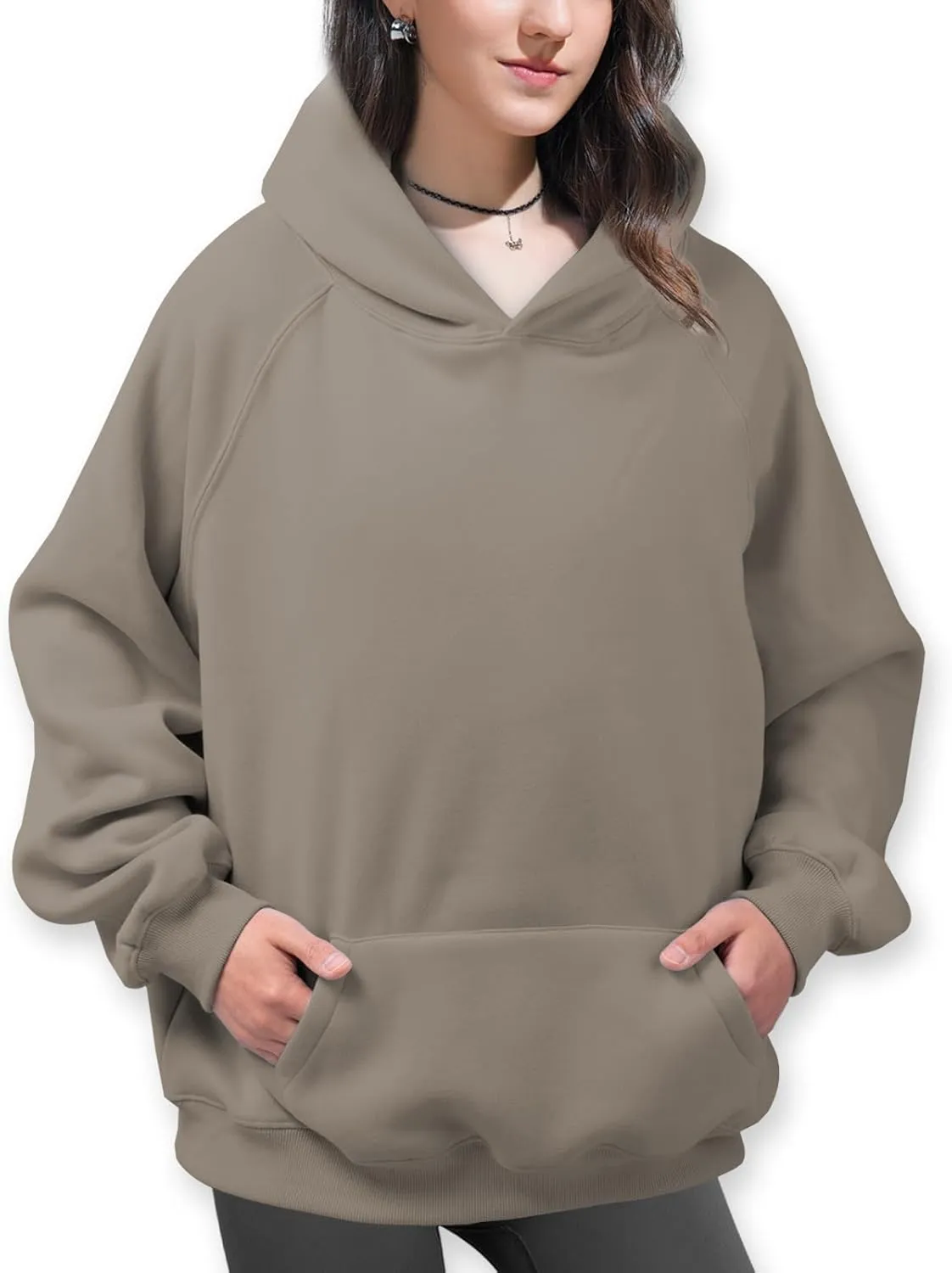 Unisex Basic Loose Hoodie Sweatshirt Long Sleeve Pocket Drop Shoulder Pullovers
