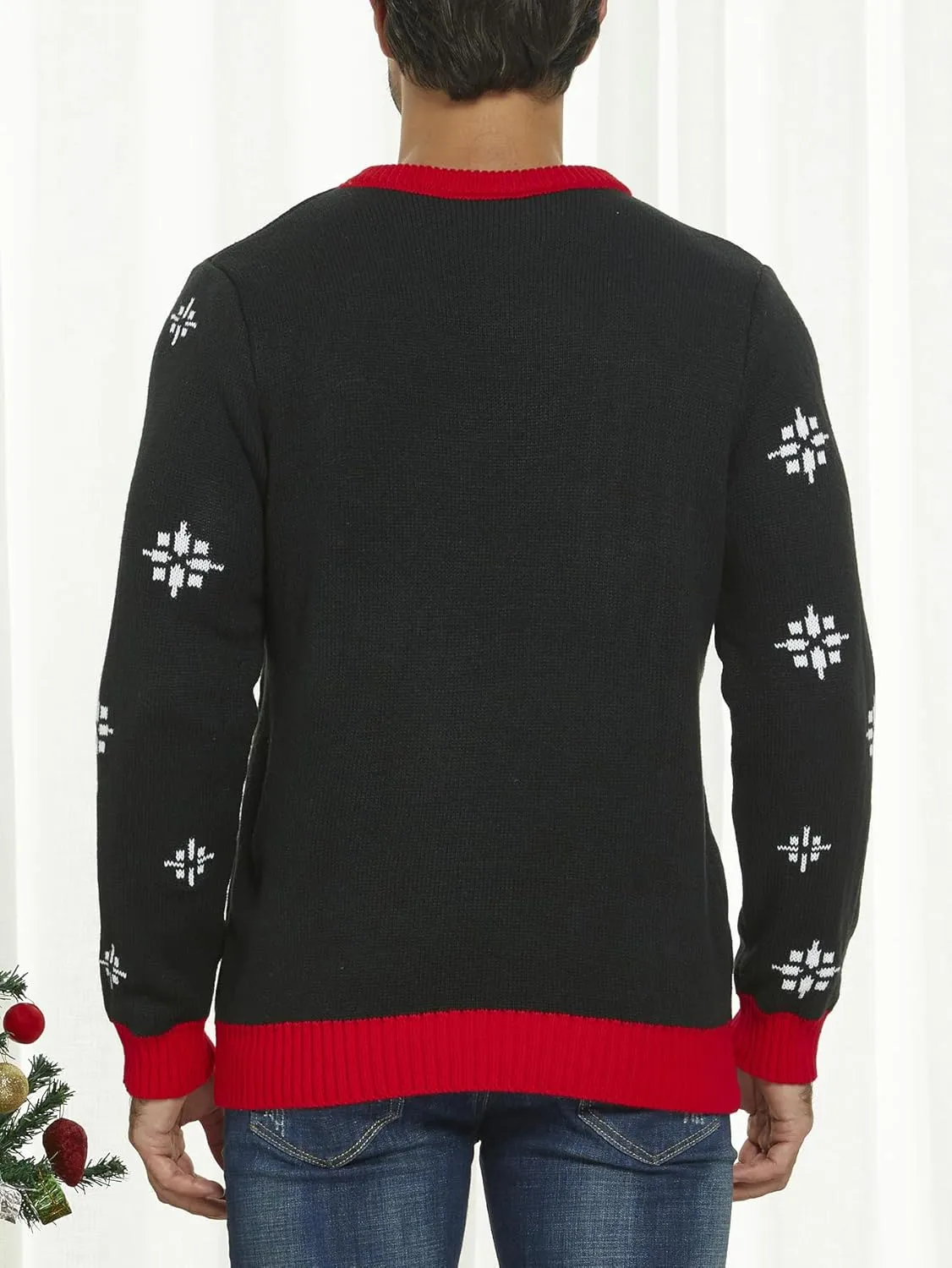 VENTELAN Men's Ugly Christmas Sweater Funny Santa Xmas Crew Neck Sweaters