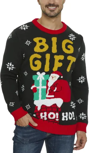 VENTELAN Men's Ugly Christmas Sweater Funny Santa Xmas Crew Neck Sweaters