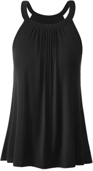 Vislivin Camisole for Women with Built in Bra Halter Neck Tanks Plead Loose Fit Cami