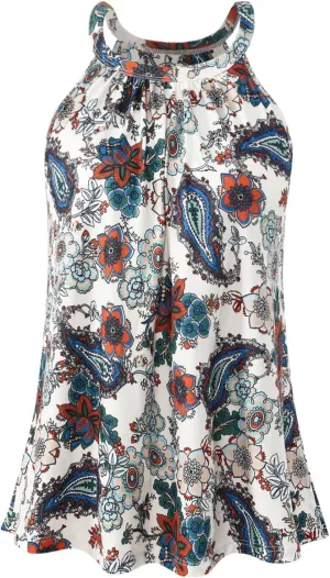Vislivin Camisole for Women with Built in Bra Halter Neck Tanks Plead Loose Fit Cami
