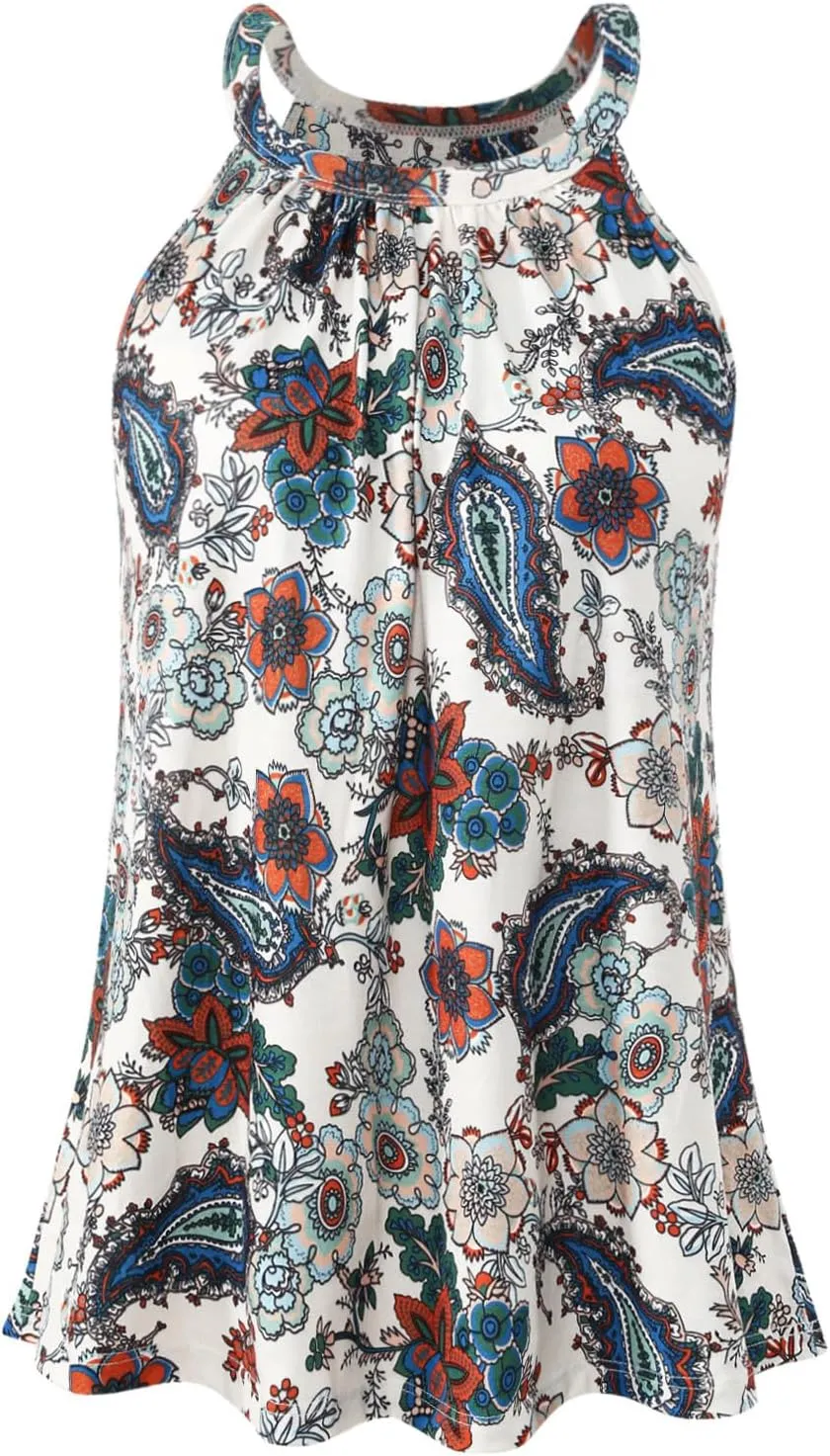 Vislivin Camisole for Women with Built in Bra Halter Neck Tanks Plead Loose Fit Cami