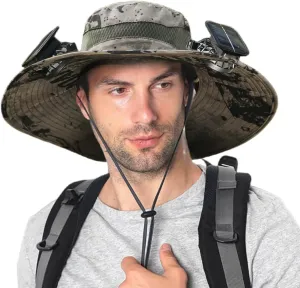 Wide Brim Solar Fan Hat Outdoor Fishing, Sun Hat with Solar Powered Fans, Sombrero para el Sol Hombre