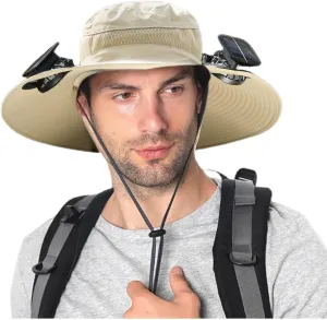 Wide Brim Solar Fan Hat Outdoor Fishing, Sun Hat with Solar Powered Fans, Sombrero para el Sol Hombre