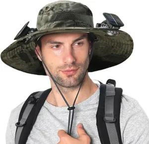 Wide Brim Solar Fan Hat Outdoor Fishing, Sun Hat with Solar Powered Fans, Sombrero para el Sol Hombre