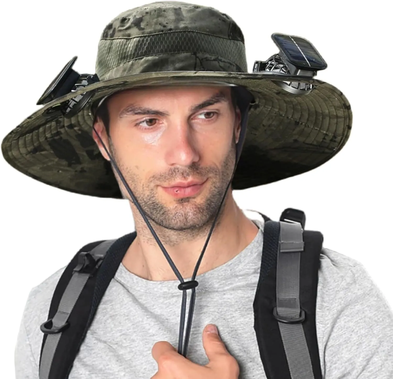 Wide Brim Solar Fan Hat Outdoor Fishing, Sun Hat with Solar Powered Fans, Sombrero para el Sol Hombre