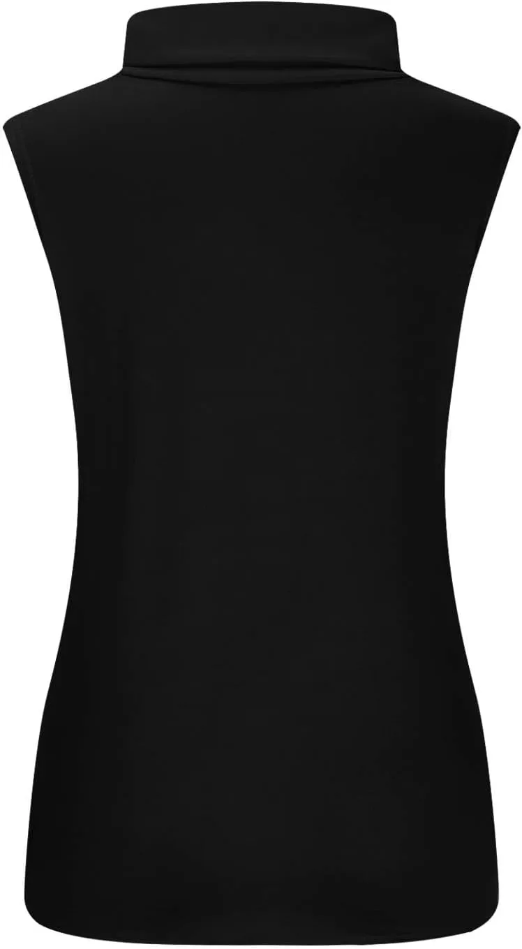 Women Sleeveless Mock Turtleneck Tank Tops Slim Fit Stretchy Base Layer Tee Shirts Solid Color Undershirts