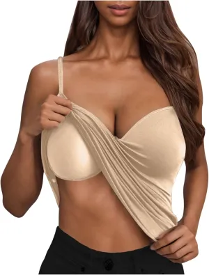Women's Camisole Tops with Shelf Bra Adjustable Spaghetti Strap Cami Shirts Slim Fitted Tanks Basic Undershirts