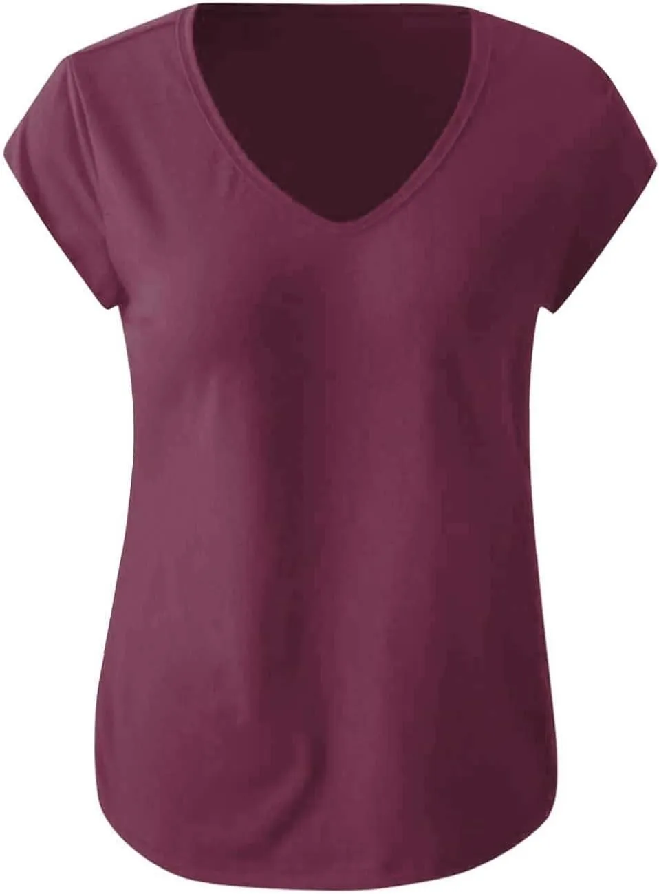 Womens Casual Solid V-neck Short Sleeve Vest T-Shirt Loose Fit Tank Tops Polyester Flying sleeve design, easy to