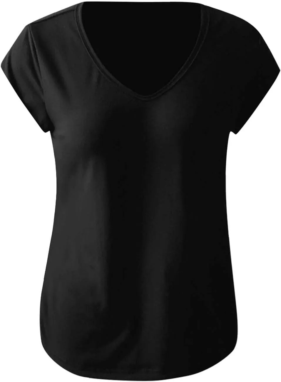 Womens Casual Solid V-neck Short Sleeve Vest T-Shirt Loose Fit Tank Tops Polyester Flying sleeve design, easy to