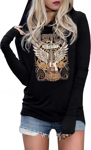 Womens Hoodies Funny Graphic Long Sleeve Shirts Casual Loose Fit Lightweight Pullovers Tops