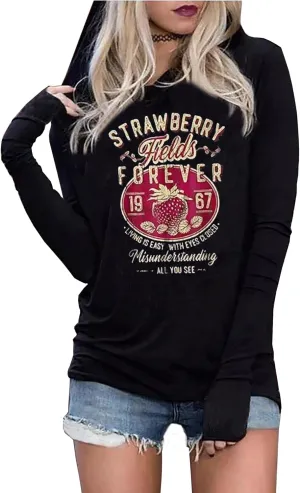 Womens Hoodies Funny Graphic Long Sleeve Shirts Casual Loose Fit Lightweight Pullovers Tops