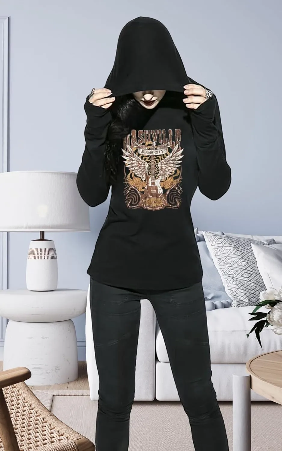 Womens Hoodies Funny Graphic Long Sleeve Shirts Casual Loose Fit Lightweight Pullovers Tops