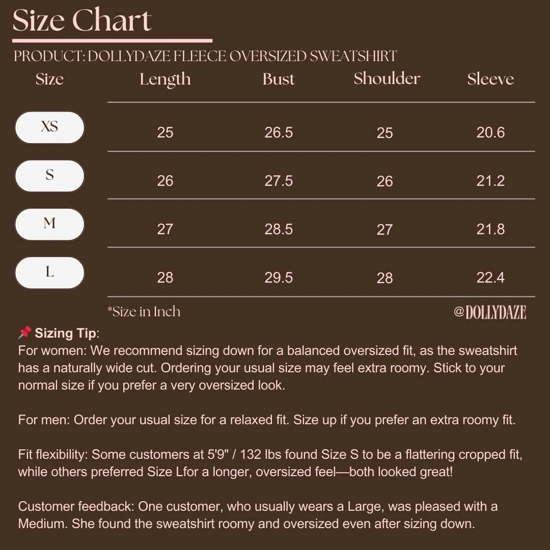 Womens Oversized Crewneck Sweatshirt Fleece Long Sleeve Hoodies Pullover
