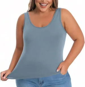 Women's Plus Size Tank Tops Casual Stretchy Comfy Breathable Sports Yoga Blouse Summer Solid Sleeveless Undershirt
