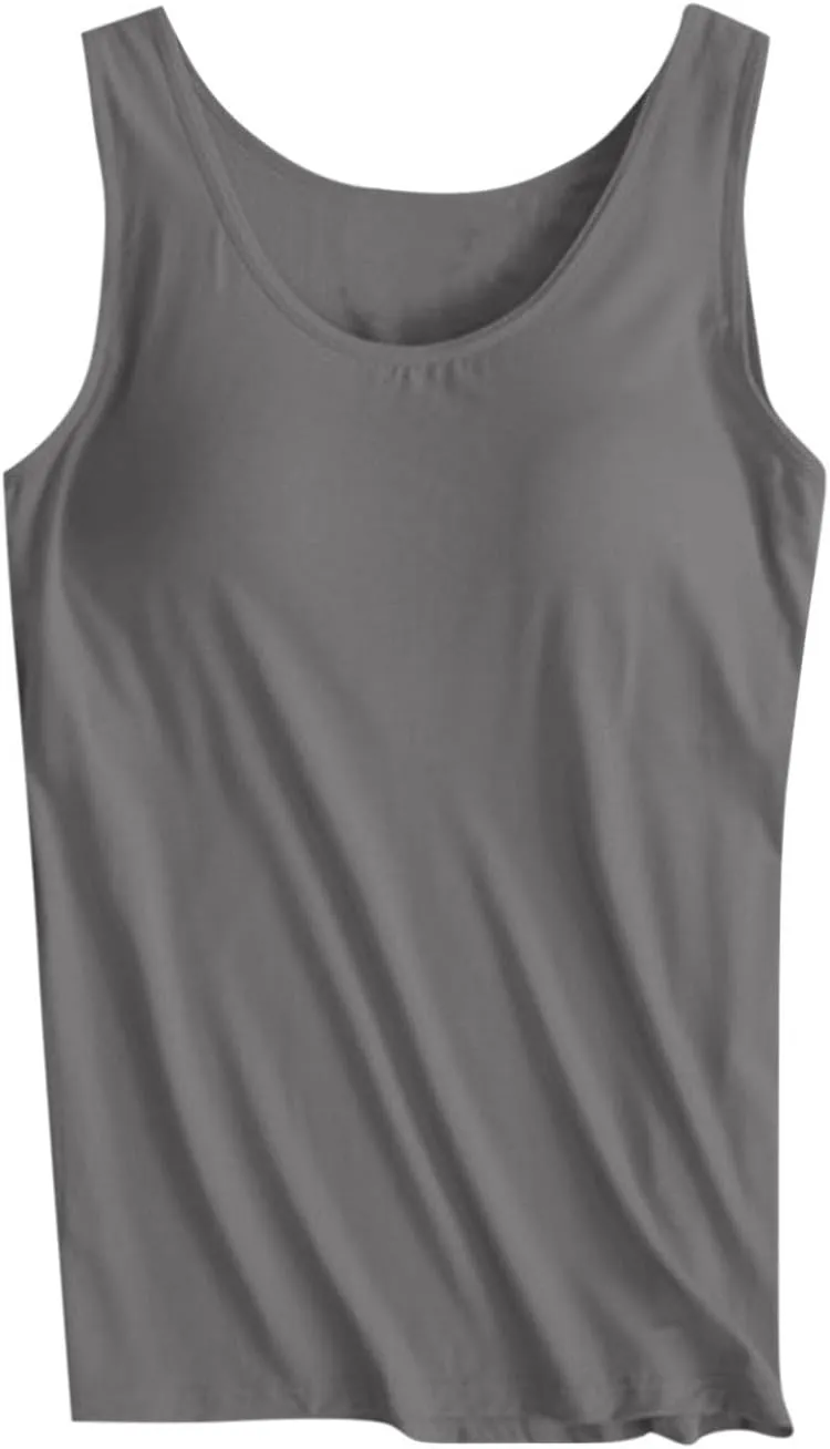 Women's Plus Size Tank Tops Casual Stretchy Comfy Breathable Sports Yoga Blouse Summer Solid Sleeveless Undershirt