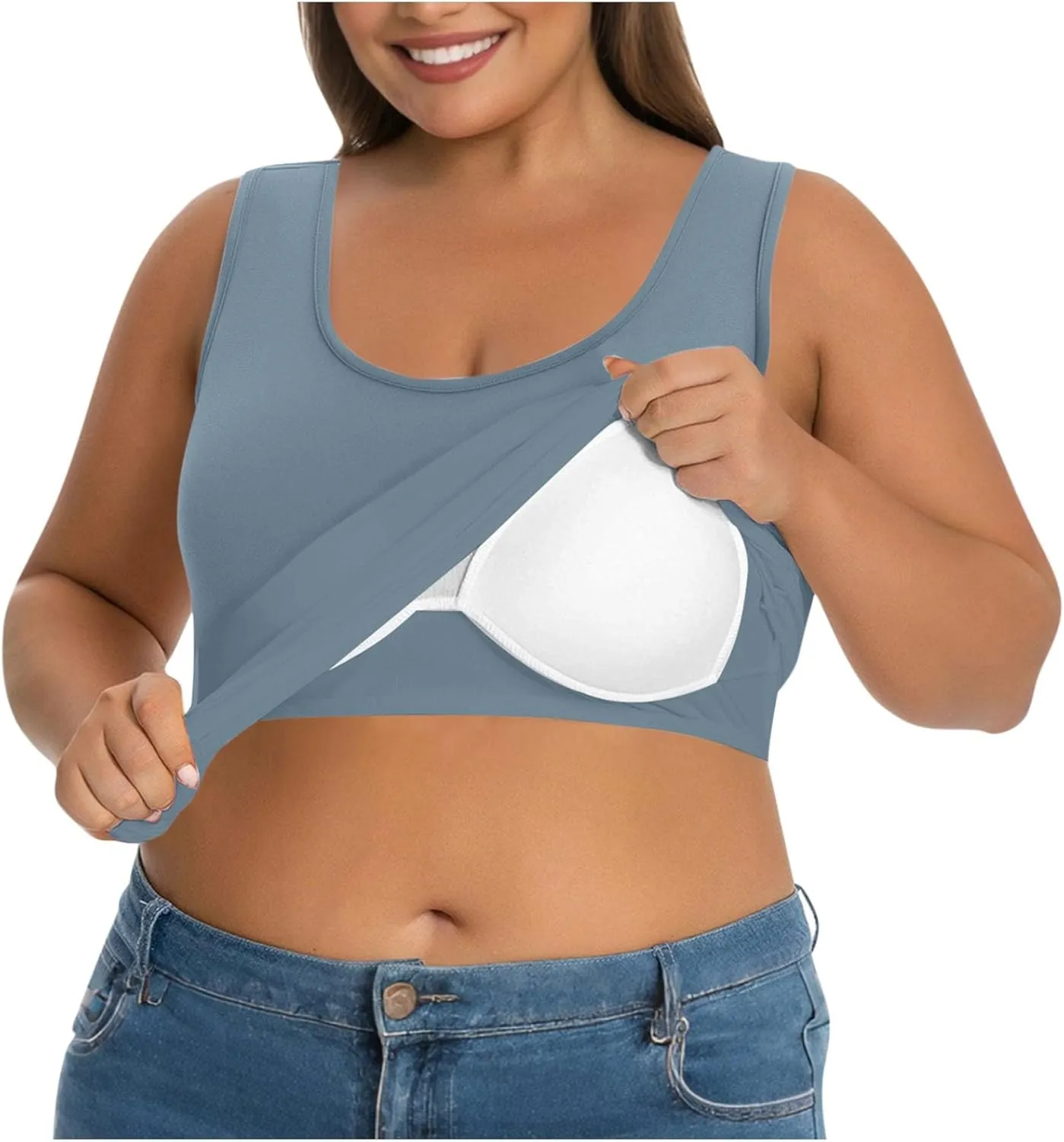 Women's Plus Size Tank Tops Casual Stretchy Comfy Breathable Sports Yoga Blouse Summer Solid Sleeveless Undershirt