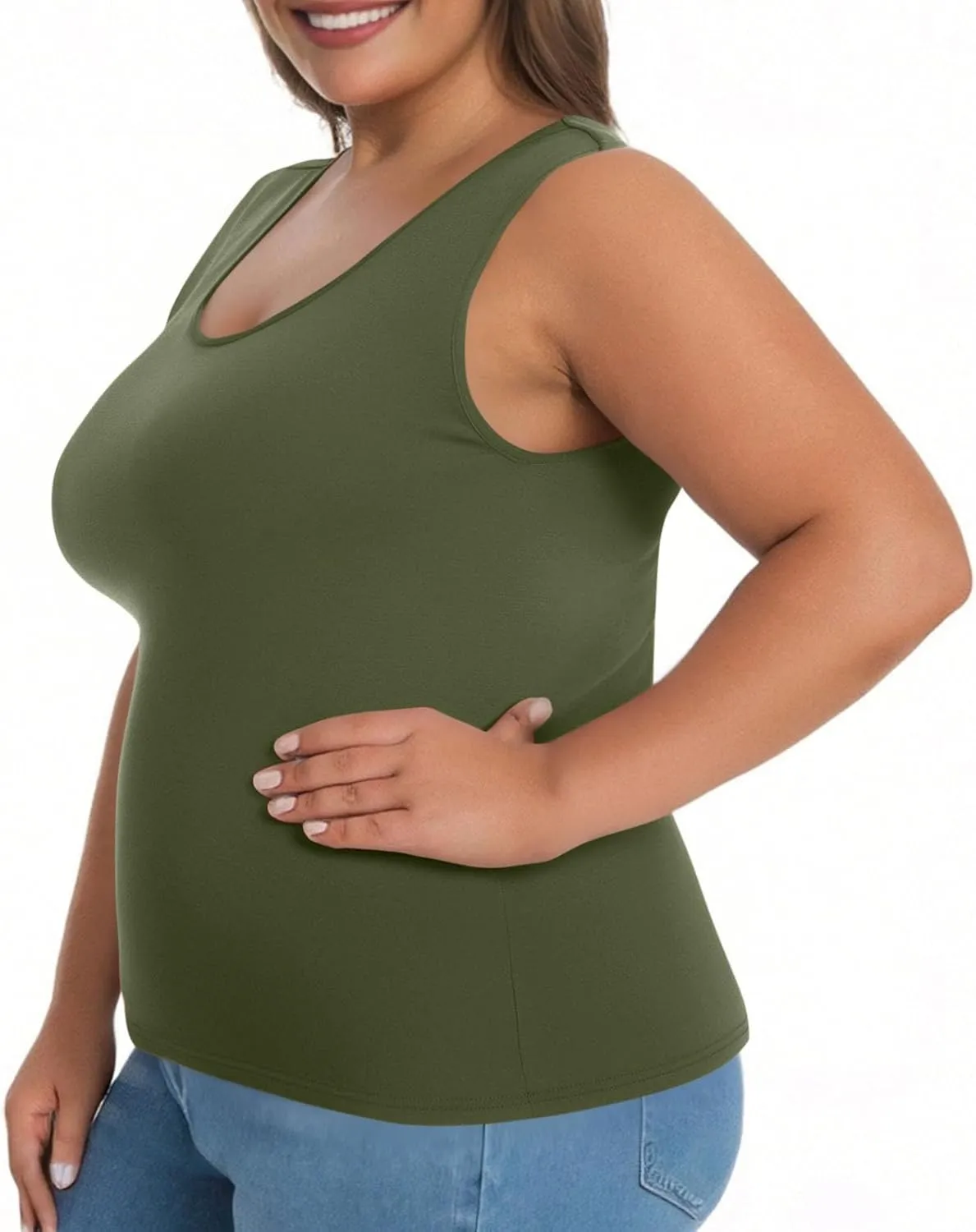 Women's Plus Size Tank Tops Casual Stretchy Comfy Breathable Sports Yoga Blouse Summer Solid Sleeveless Undershirt