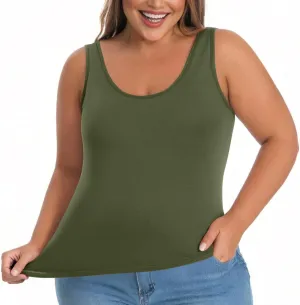 Women's Plus Size Tank Tops Casual Stretchy Comfy Breathable Sports Yoga Blouse Summer Solid Sleeveless Undershirt