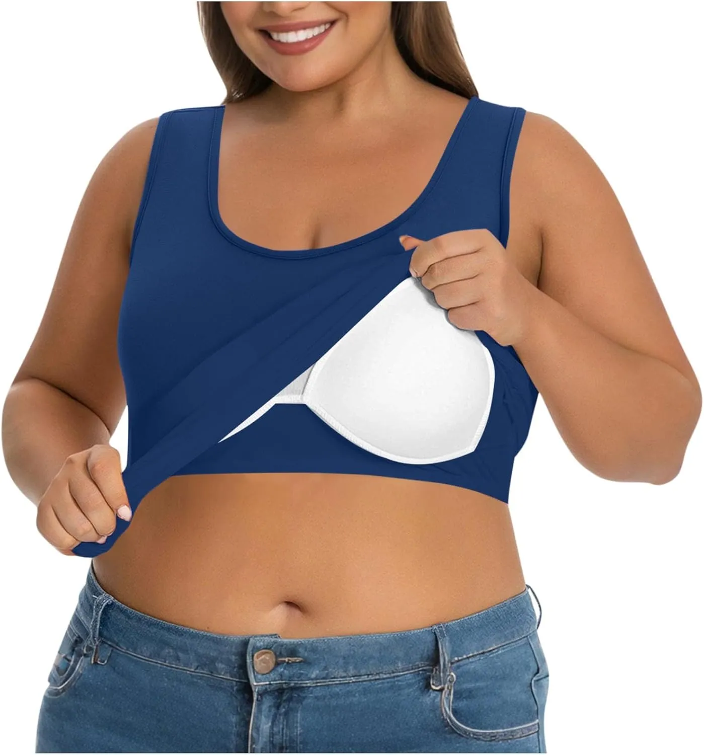 Women's Plus Size Tank Tops Casual Stretchy Comfy Breathable Sports Yoga Blouse Summer Solid Sleeveless Undershirt