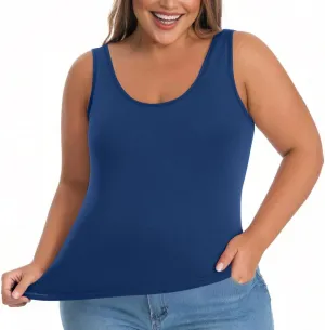 Women's Plus Size Tank Tops Casual Stretchy Comfy Breathable Sports Yoga Blouse Summer Solid Sleeveless Undershirt