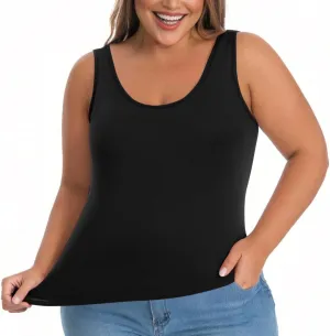 Women's Plus Size Tank Tops Casual Stretchy Comfy Breathable Sports Yoga Blouse Summer Solid Sleeveless Undershirt