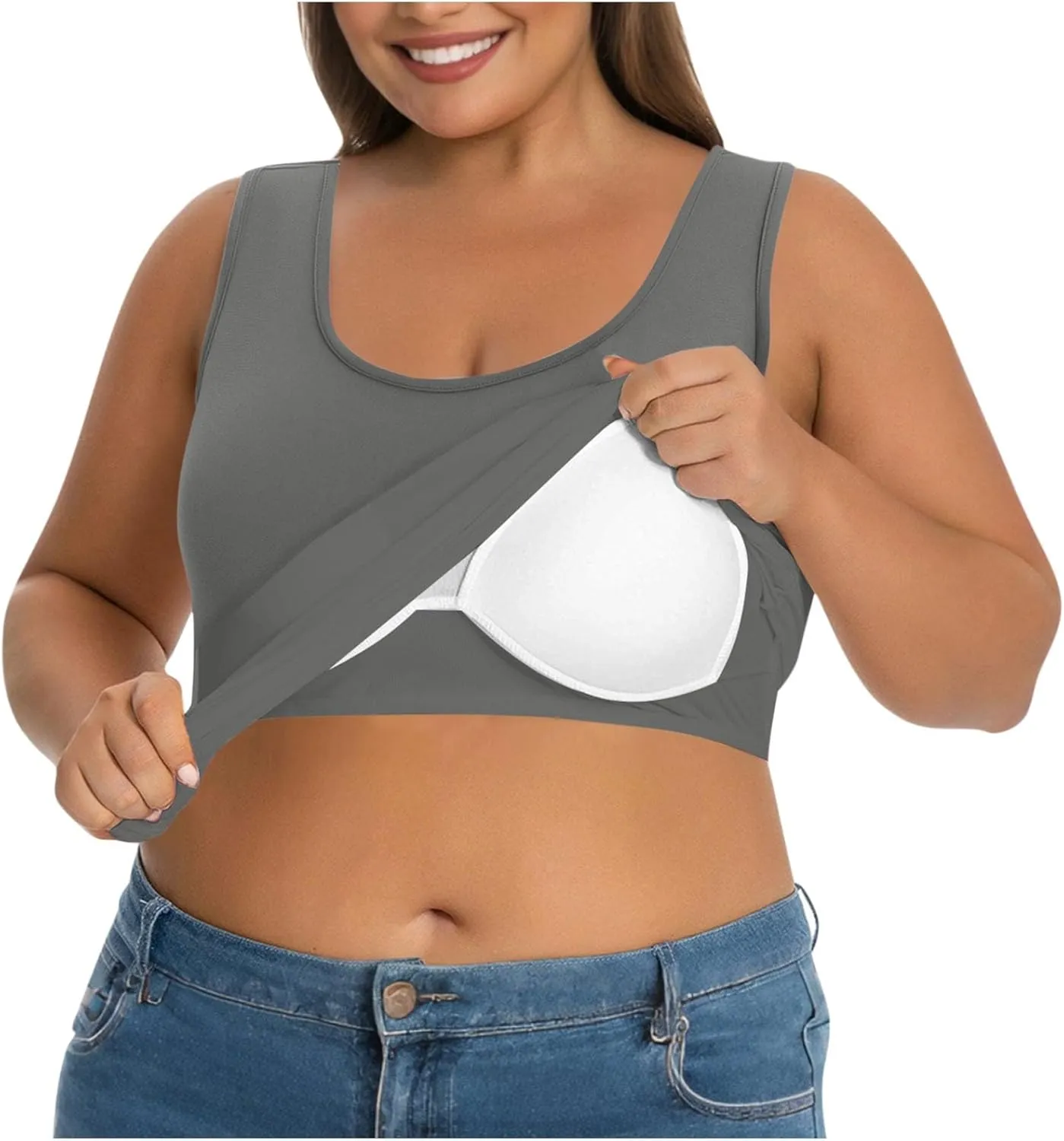 Women's Plus Size Tank Tops Casual Stretchy Comfy Breathable Sports Yoga Blouse Summer Solid Sleeveless Undershirt
