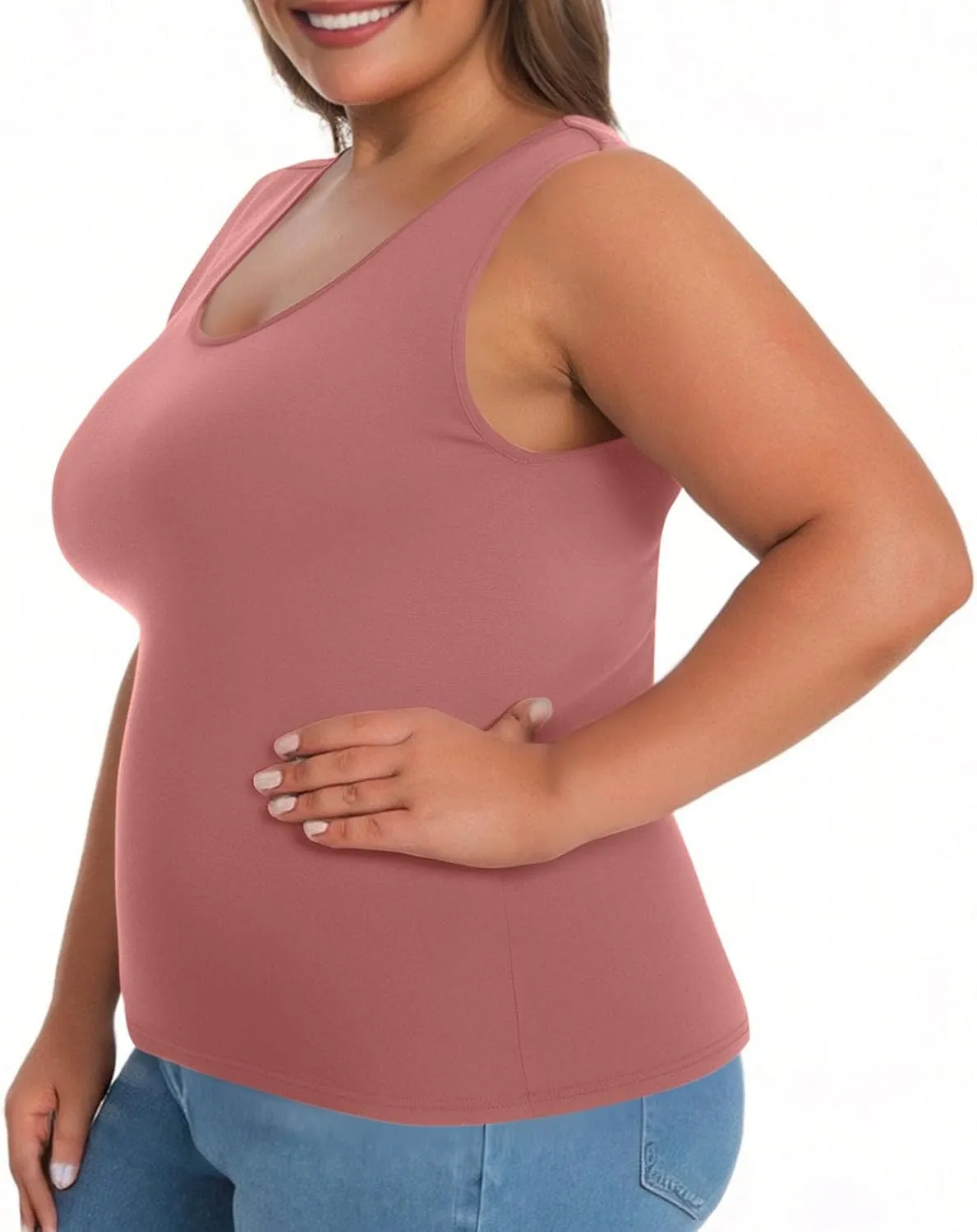 Women's Plus Size Tank Tops Casual Stretchy Comfy Breathable Sports Yoga Blouse Summer Solid Sleeveless Undershirt