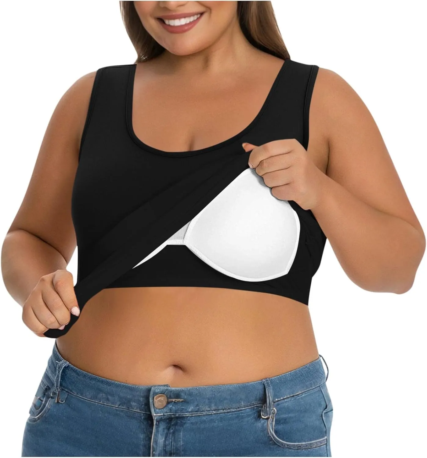 Women's Plus Size Tank Tops Casual Stretchy Comfy Breathable Sports Yoga Blouse Summer Solid Sleeveless Undershirt