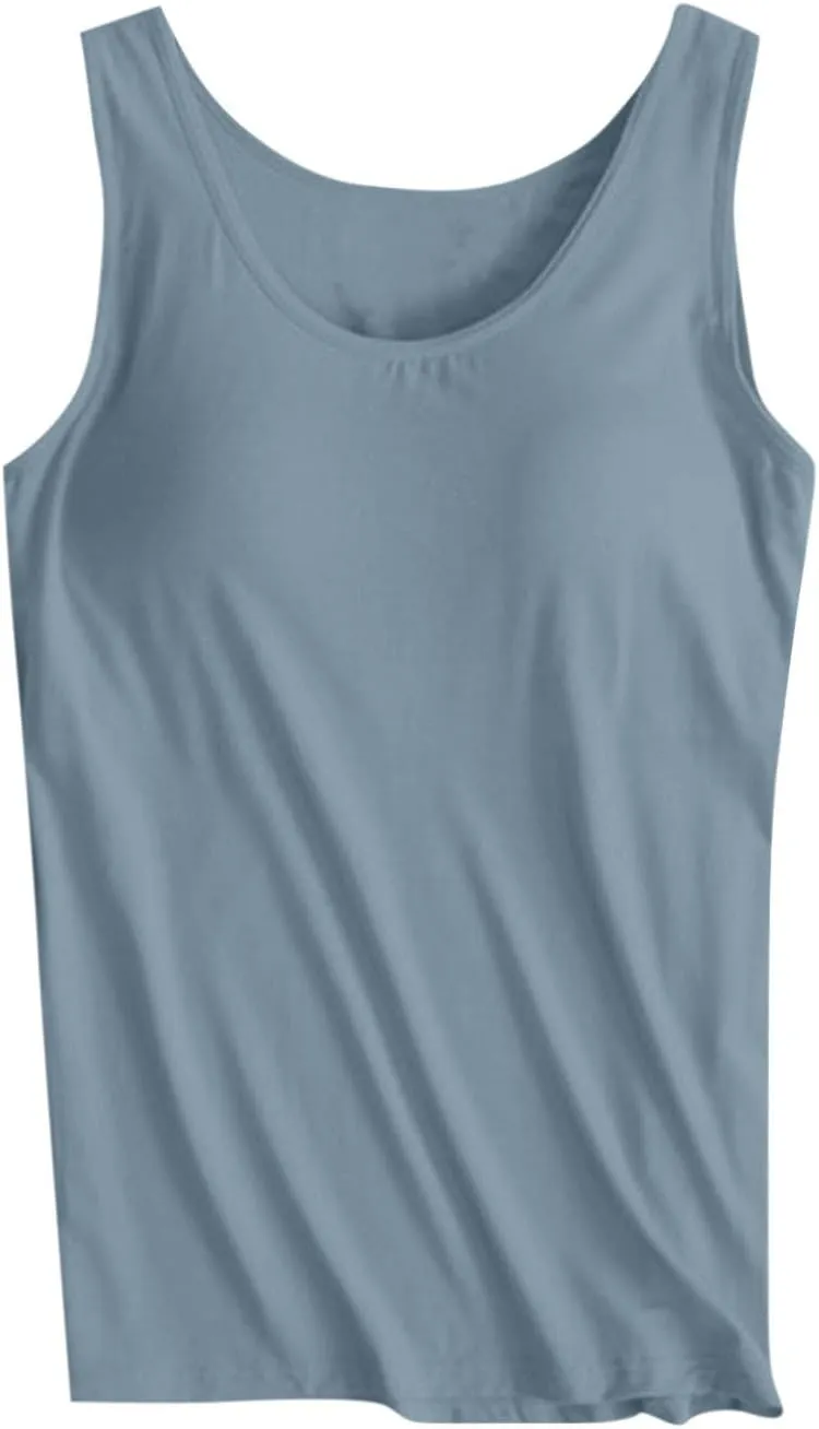 Women's Plus Size Tank Tops Casual Stretchy Comfy Breathable Sports Yoga Blouse Summer Solid Sleeveless Undershirt