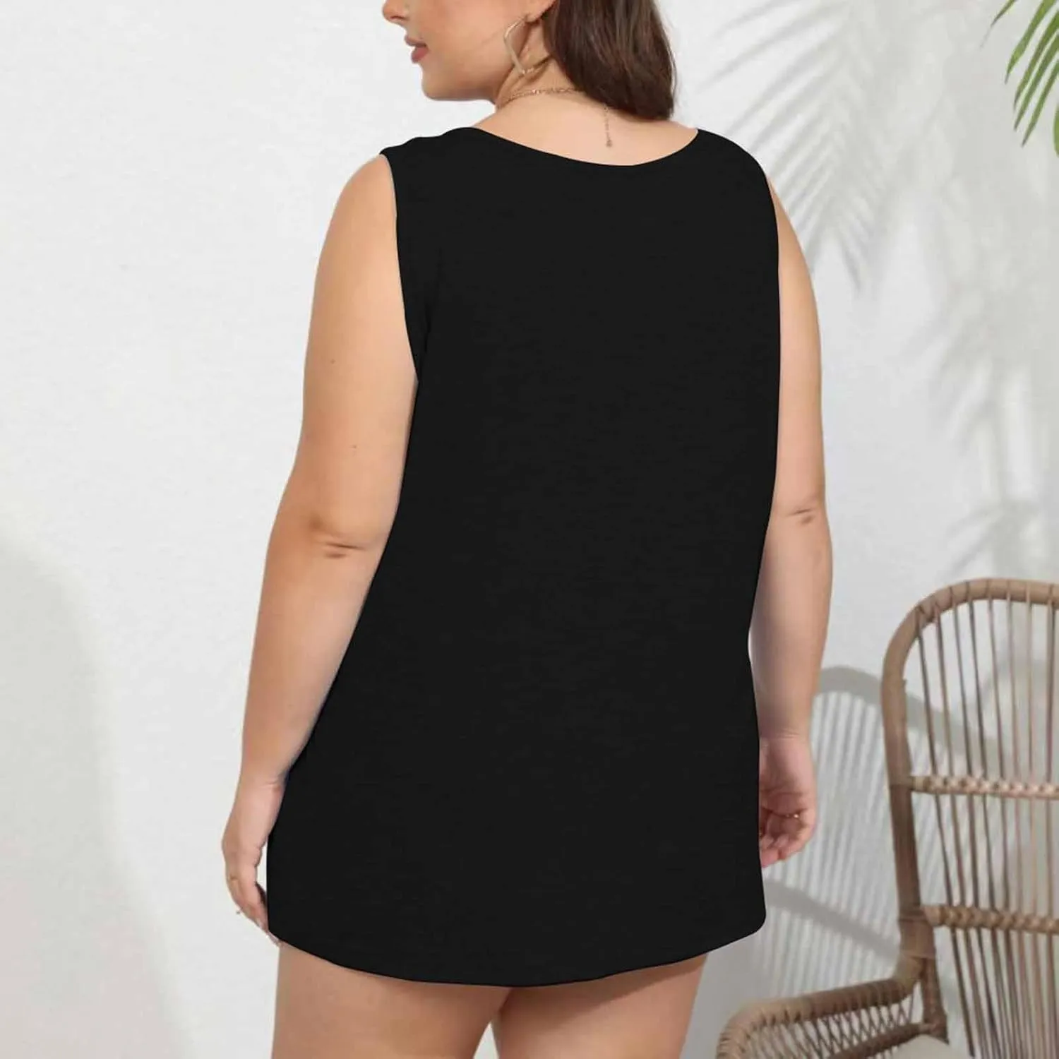 Women's Plus Size Tank Tops Stretchy Round Neck Sleeveless Summer Shirts Comfy Loose Fit Clothes Workout Casual
