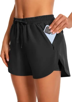 Womens Running Athletic Shorts - 2 in 1 Shorts High Waisted Workout Gym Casual Shorts Mesh Liner Zipper Pockets