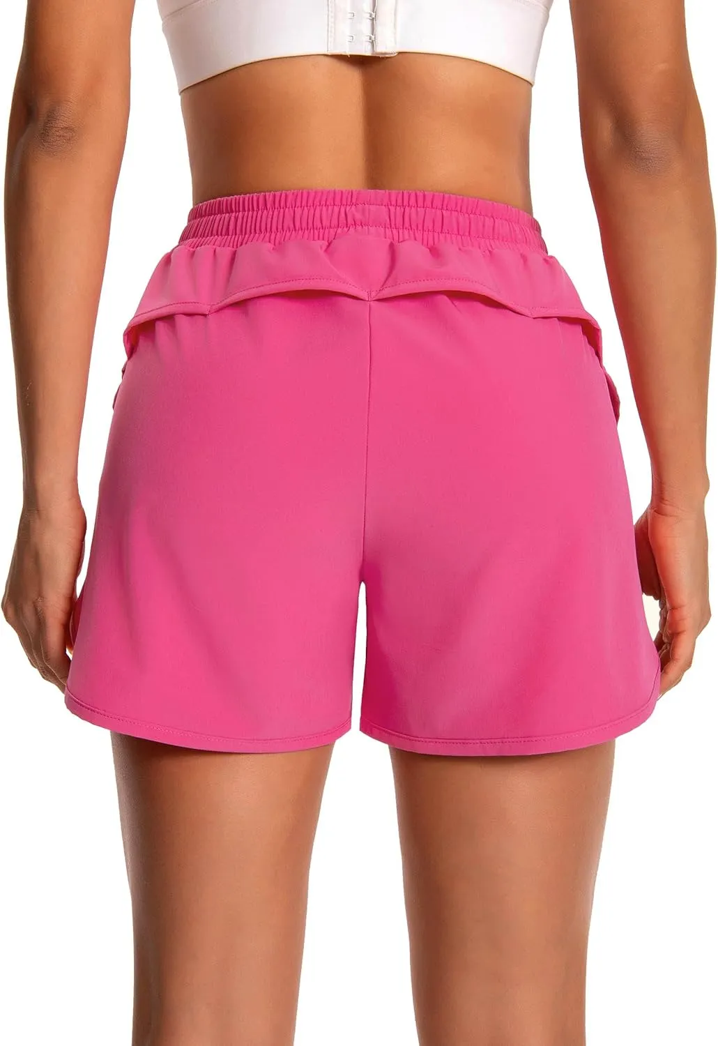 Womens Running Athletic Shorts - 2 in 1 Shorts High Waisted Workout Gym Casual Shorts Mesh Liner Zipper Pockets