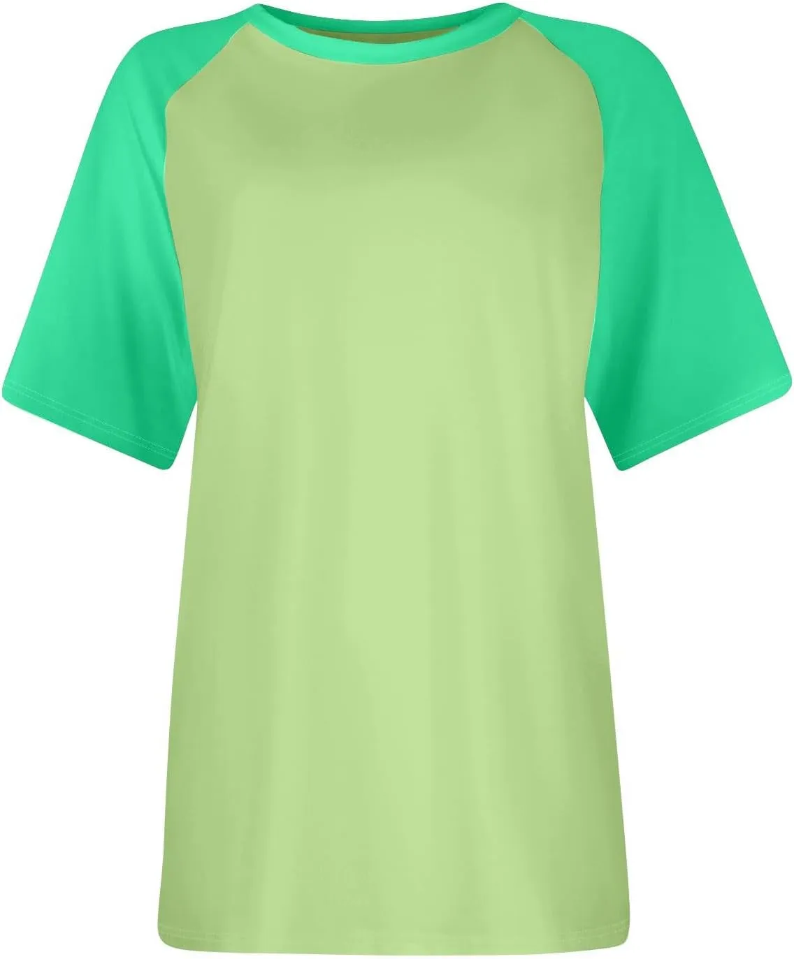 Women's Summer Tops Color Block Raglan Short Sleeve T Shirts Loose Fit Basic Crewneck Casual Stretchy Tees Blouse