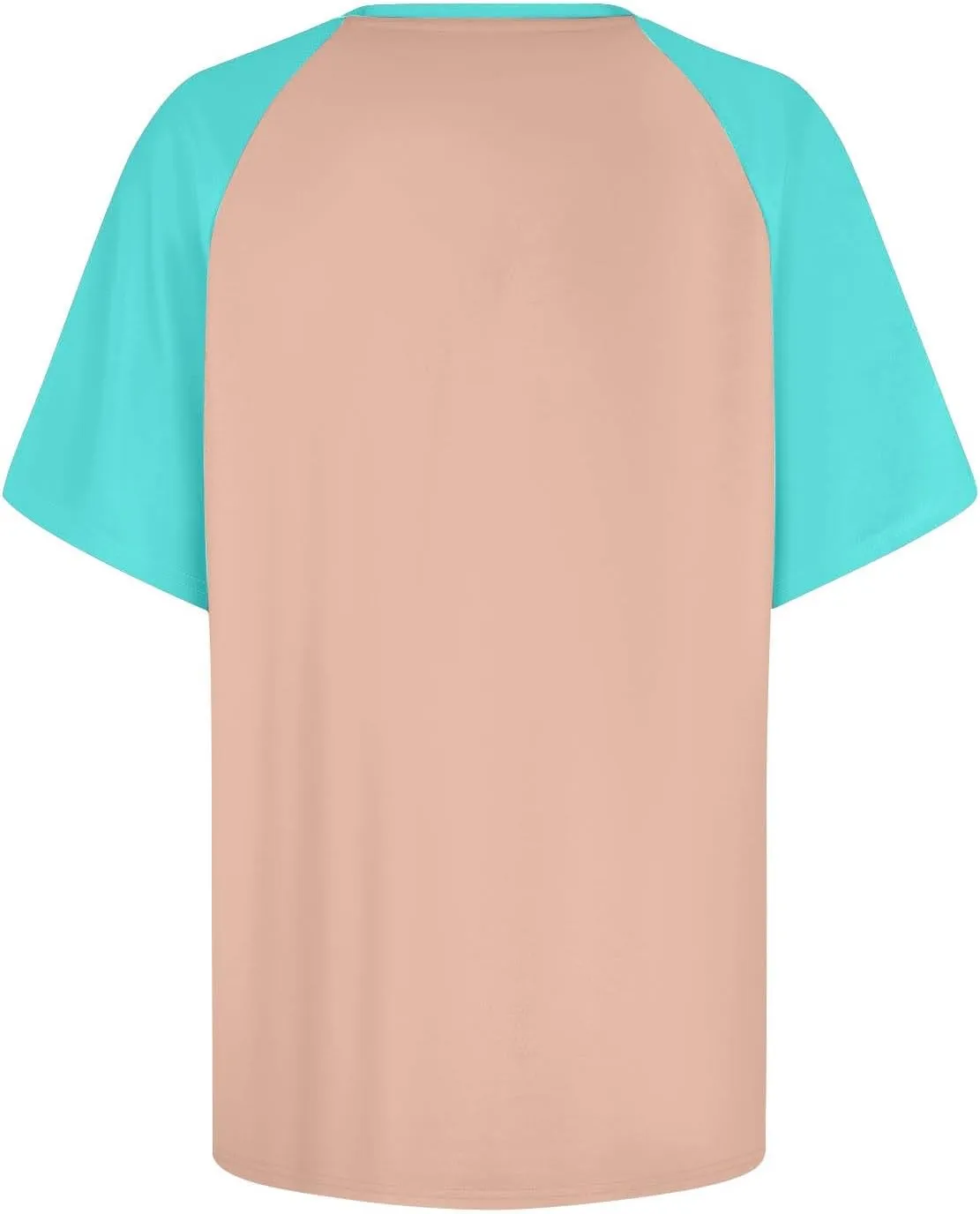 Women's Summer Tops Color Block Raglan Short Sleeve T Shirts Loose Fit Basic Crewneck Casual Stretchy Tees Blouse