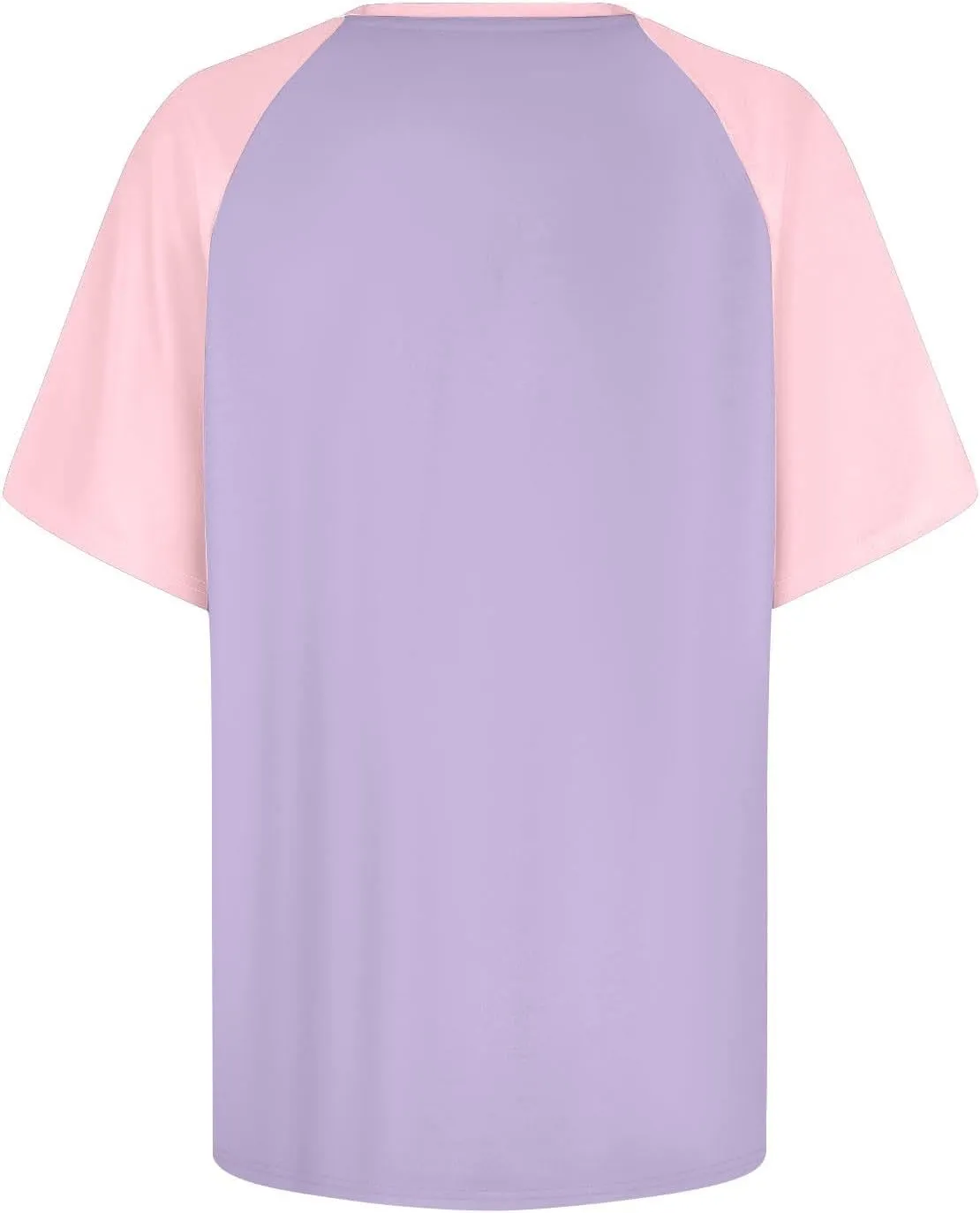 Women's Summer Tops Color Block Raglan Short Sleeve T Shirts Loose Fit Basic Crewneck Casual Stretchy Tees Blouse