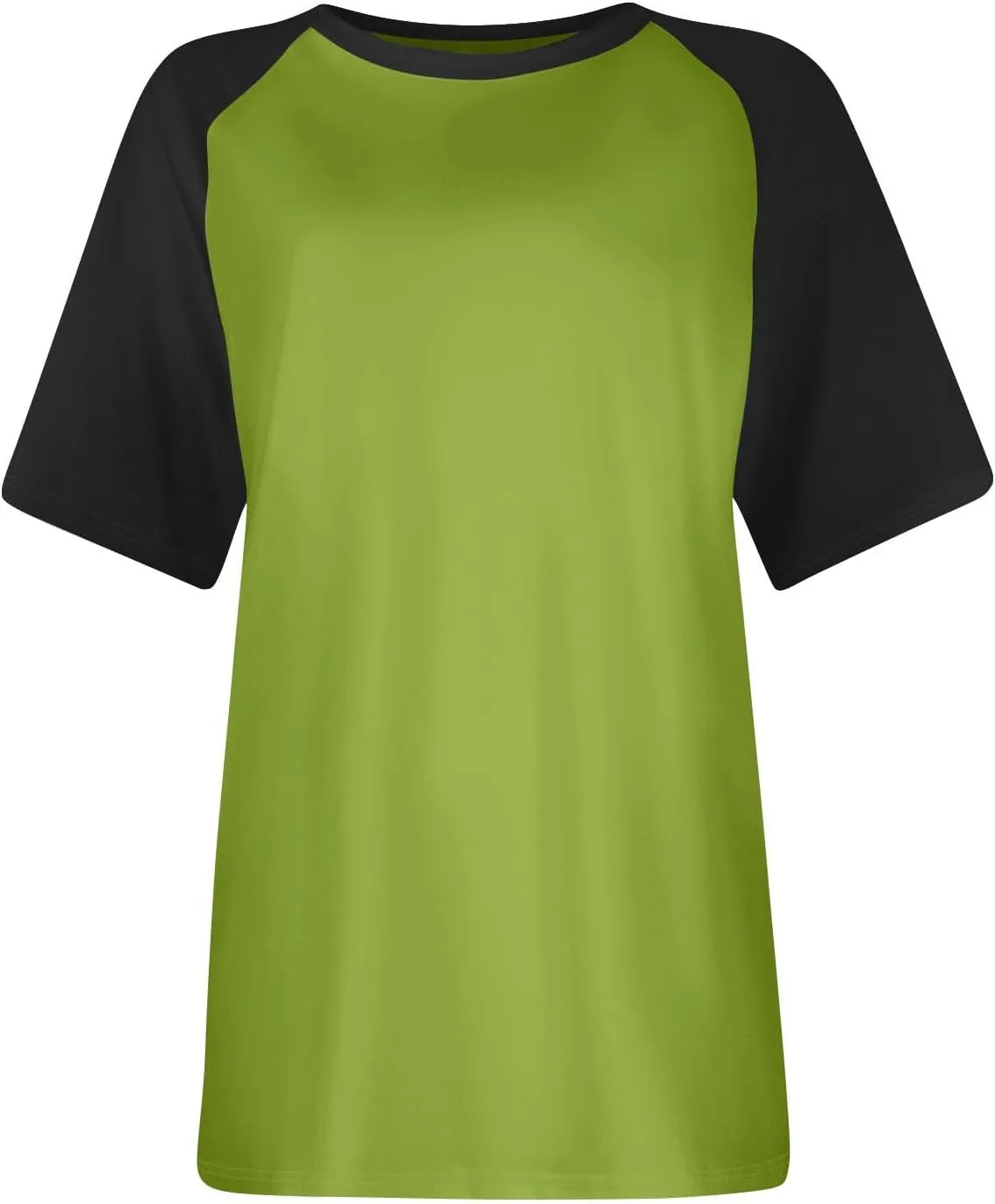 Women's Summer Tops Color Block Raglan Short Sleeve T Shirts Loose Fit Basic Crewneck Casual Stretchy Tees Blouse