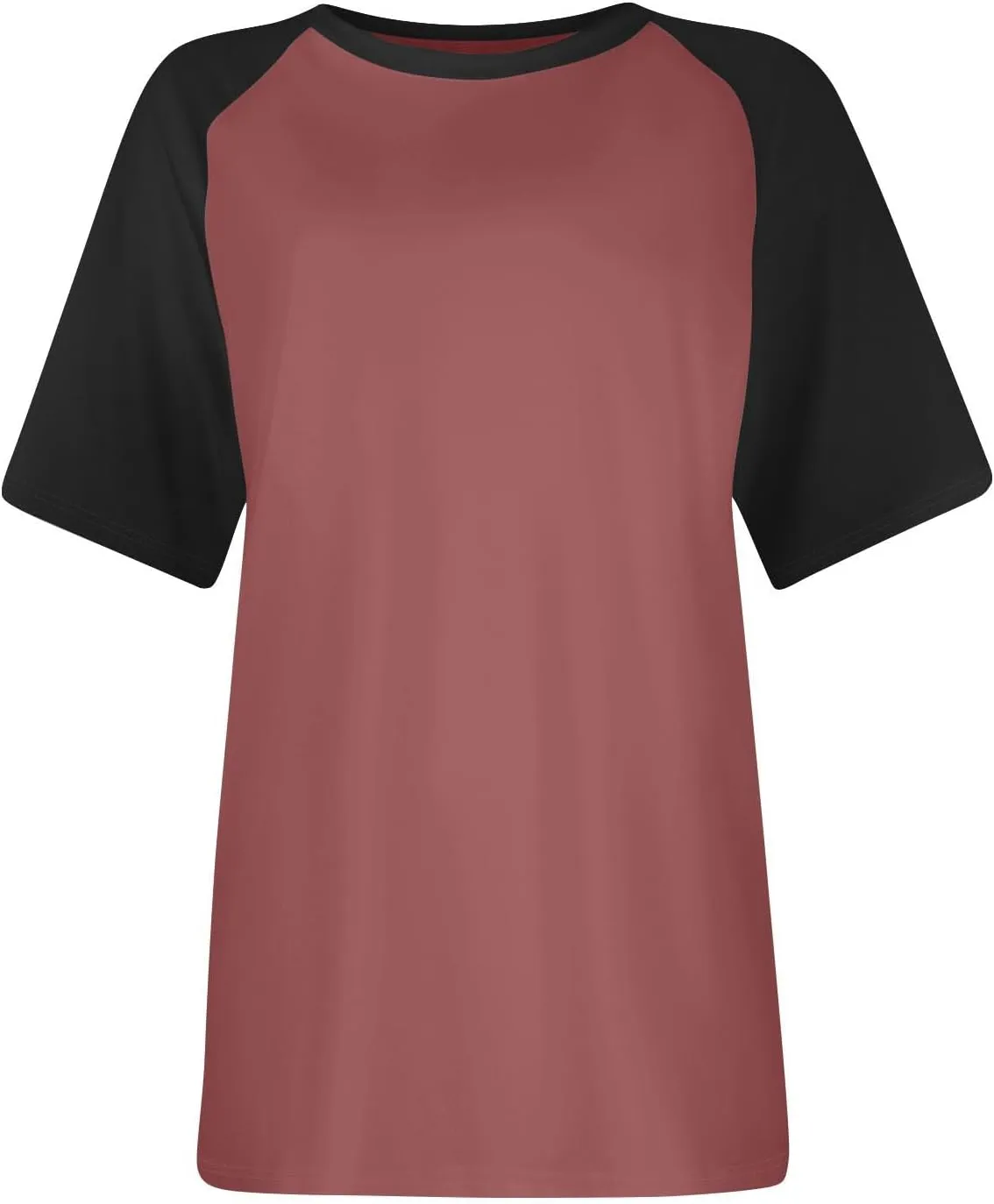 Women's Summer Tops Color Block Raglan Short Sleeve T Shirts Loose Fit Basic Crewneck Casual Stretchy Tees Blouse