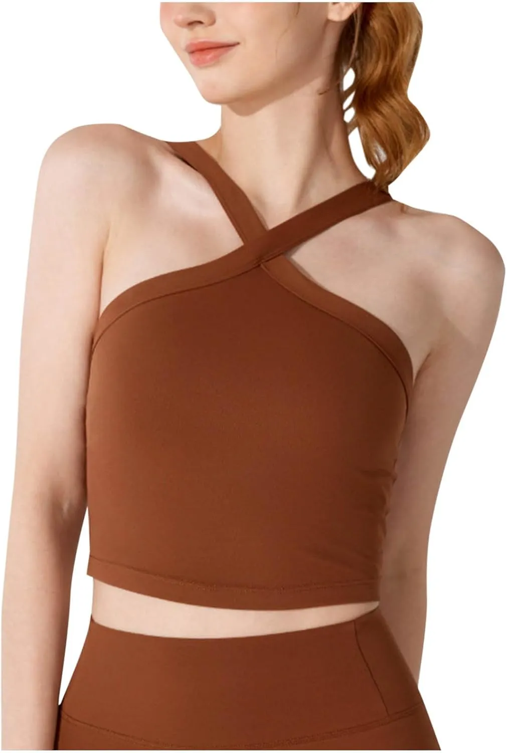 Workout Tank Tops for Women Running Athletic Gym Crop Top with Padded Summer Quick Dry Casual Stretchy Yoga Shirts