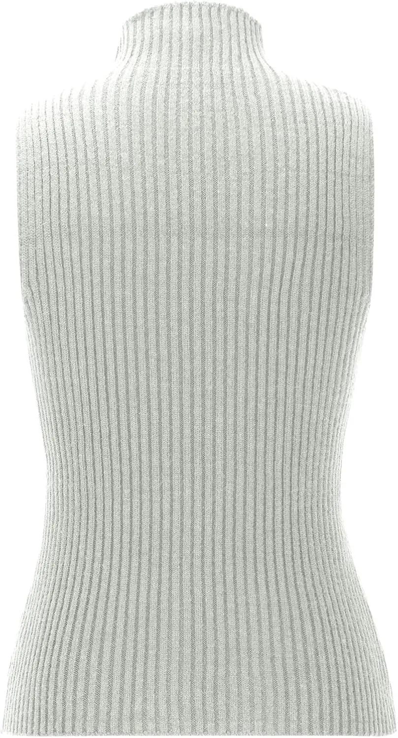 Xiaojmake Women Sweater Tanks Stretchy Spring Sleeveless Turtleneck Tank Top High Neck Ribbed Solid Pullover Tank Lightweight