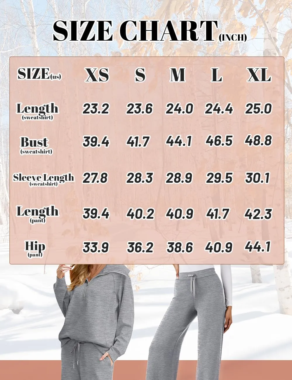 XIEERDUO Lounge Sets For Women 2024 Half Zip Sweatshirt And Wide Leg Sweatpant 2 Piece Outfits Sweatsuit Tracksuit