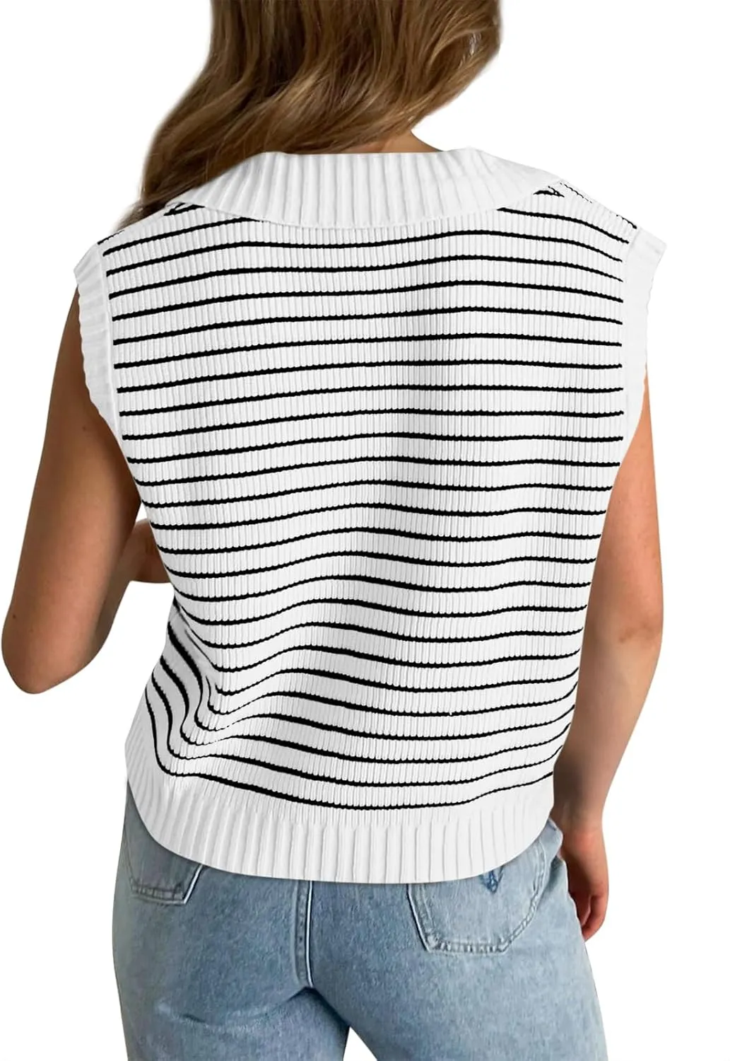 Yousify Summer Sweaters for Women 2025 V Neck Cap Sleeve Tops Sleeveless Spring Clothes Sweater Vest S-2XL