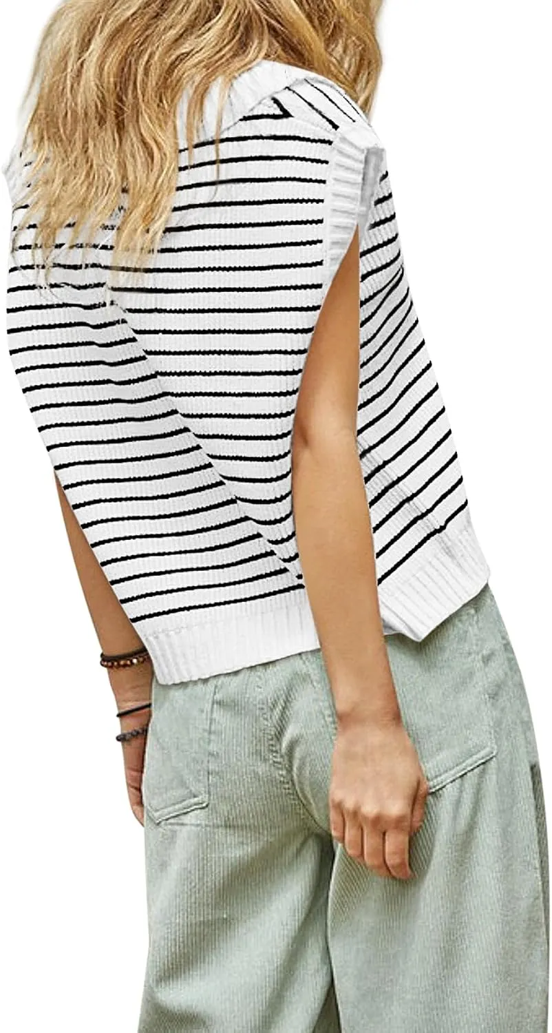 Yousify Summer Sweaters for Women 2025 V Neck Cap Sleeve Tops Sleeveless Spring Clothes Sweater Vest S-2XL