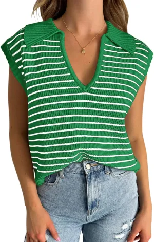 Yousify Summer Sweaters for Women 2025 V Neck Cap Sleeve Tops Sleeveless Spring Clothes Sweater Vest S-2XL