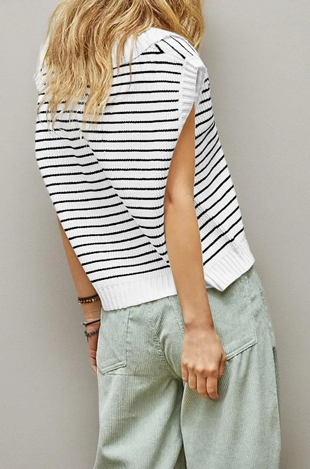 Yousify Summer Sweaters for Women 2025 V Neck Cap Sleeve Tops Sleeveless Spring Clothes Sweater Vest S-2XL